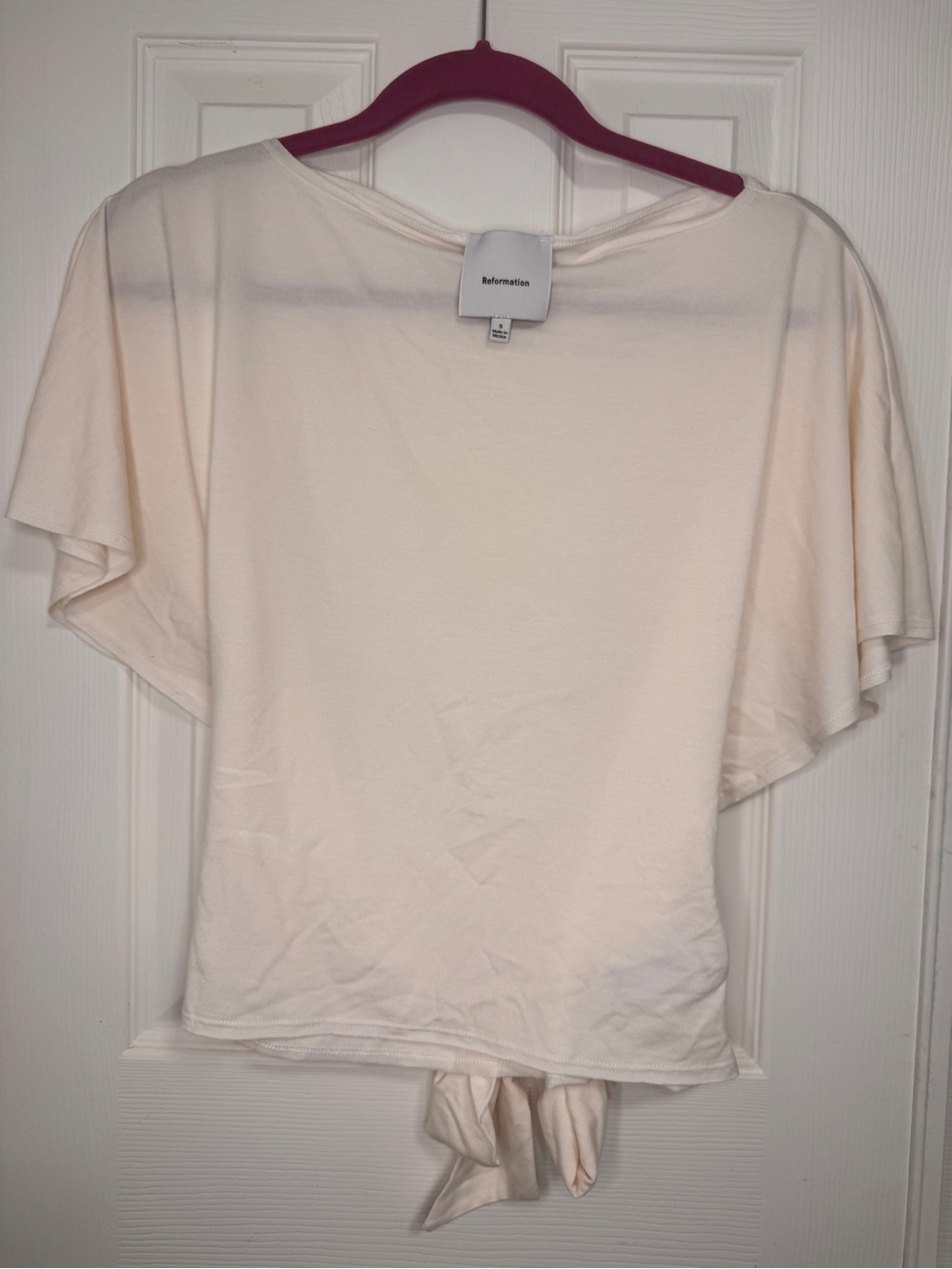 Reformation Cream Boatneck Flutter Crop Top - Picture 3 of 6